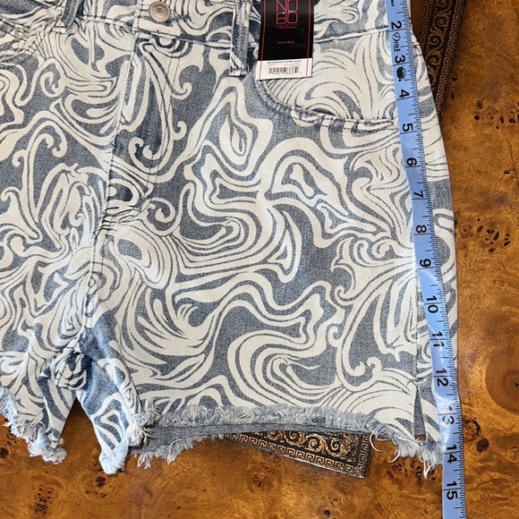 Shorts Midi High Rise Juniors size 9 Raw Hem multicolor two tone blue NWT - Picture 11 of 14